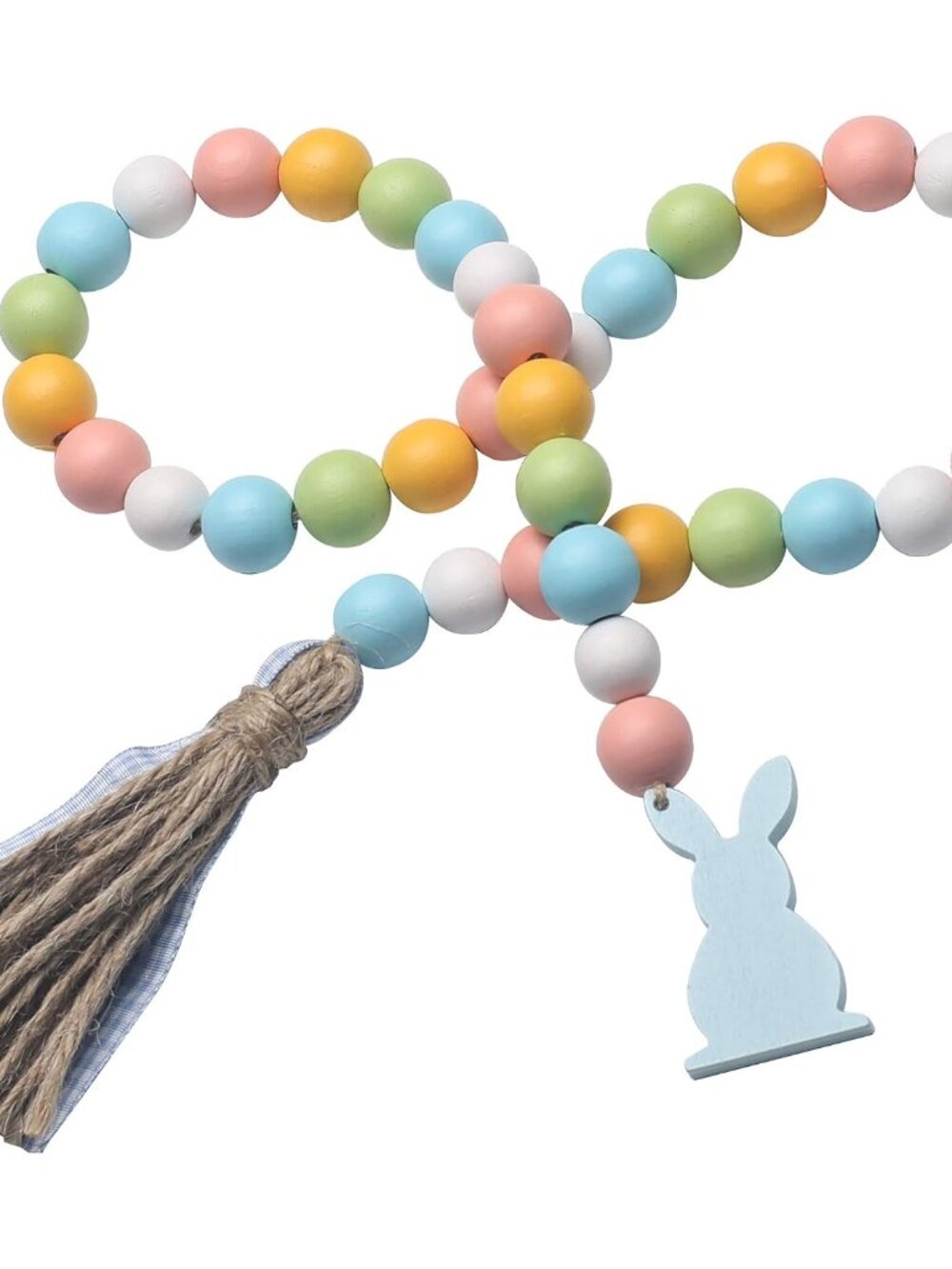 Easter Bead Tassel Decor, Wooden Bead Garland for Tiered Tray